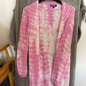 Freshman 1996 pink and white knit tie dye long sleeve long sweater